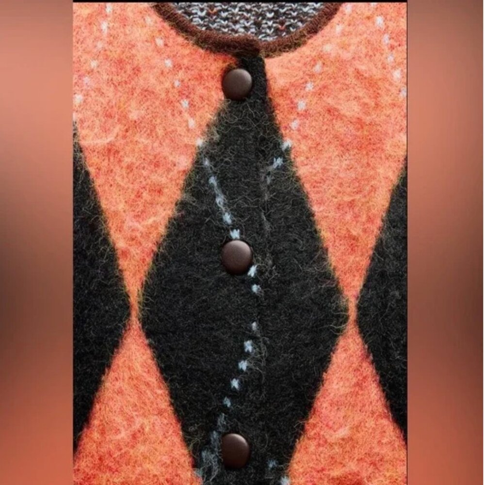 Zara KNIT JACQUARD CARDIGAN NWT - Picture 12 of 14